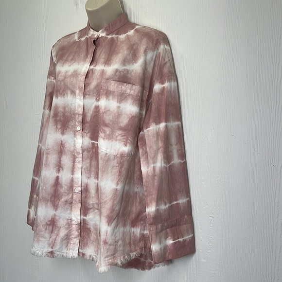 Zara - Dusty Pink Tie Dye Button Down Pocket Long Sleeve Blouse Size Small - Picture 5 of 12